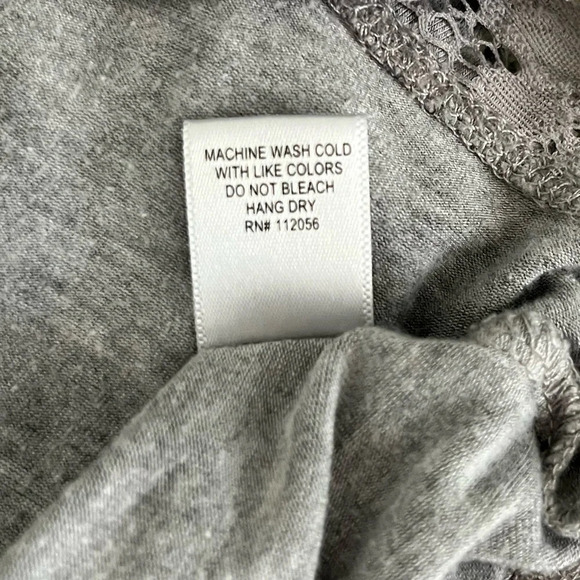 ZENANA PREMIUM L 3/4 sleeve Gray Tunic with Lace Trim - Picture 7 of 9